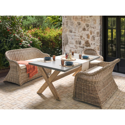 Chilson 150cm Wide Curved Wicker Patio Sofa with Cushions