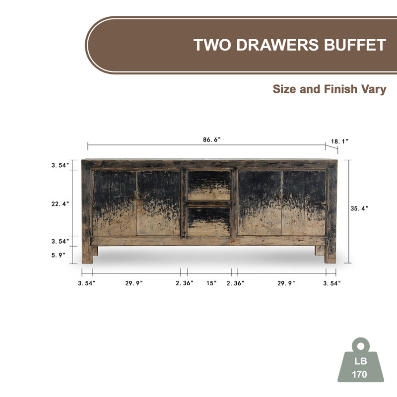 87'' W Buffet, Black