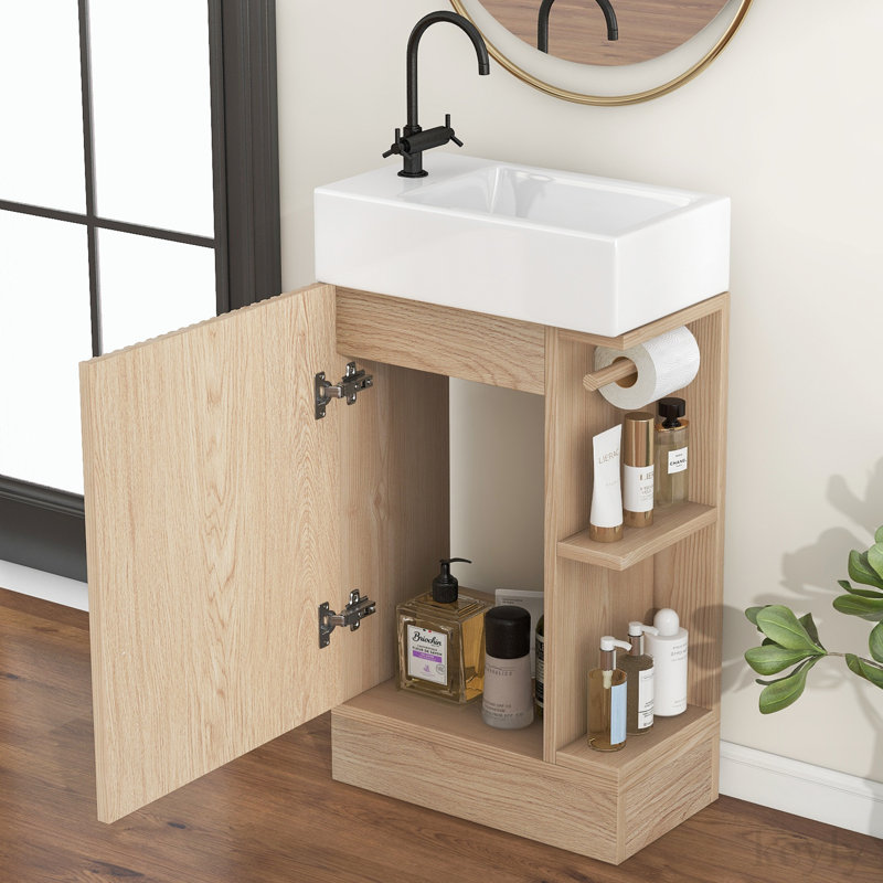 18.6-Inch Bathroom Vanity Sink Combo, Left or Right Orientation, Natural