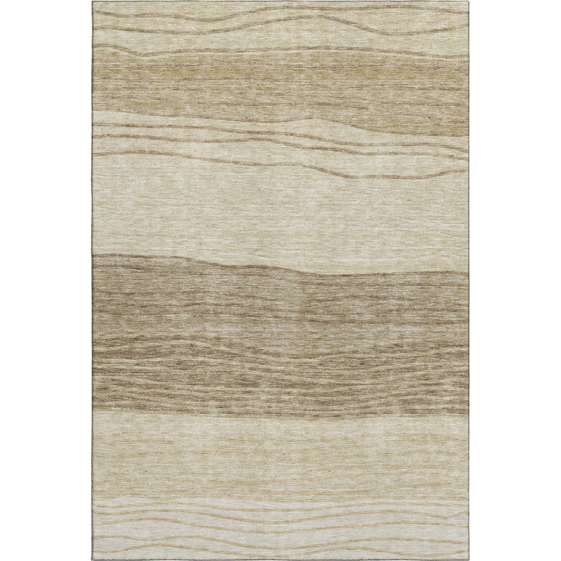 Premium Machine Washable Tweedy Beige Rug, Rectangle 2'6" x 3'10"