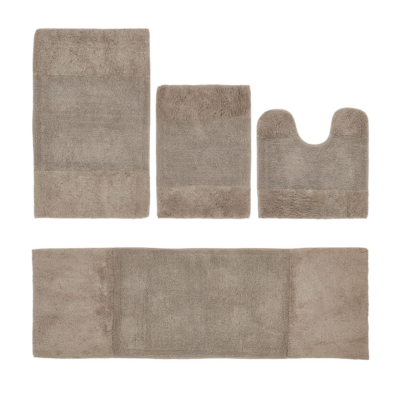 Ensemble de tapis pour salle de bain 100% coton 2155 GSM de qualité supérieure Granada, certifié OEKO-TEX®, envers en latex antidérapant, touffeté moelleux, super absorbant et lavable à la machine pour salle de bain, douche, baignoire et meuble-lavabo, beige