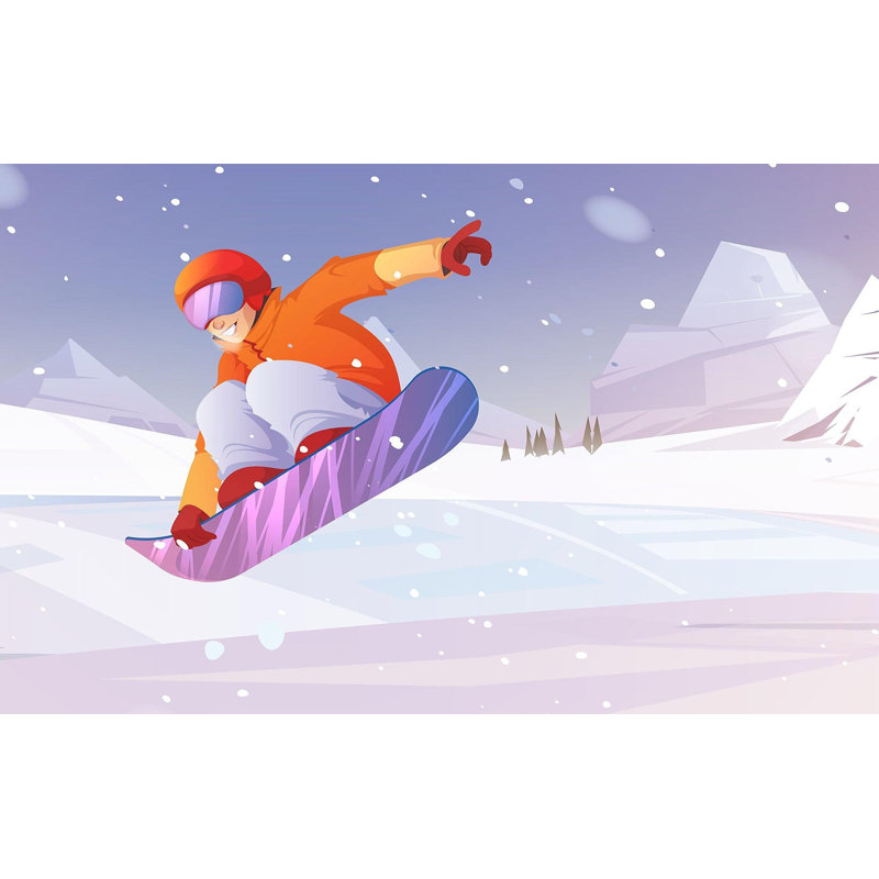 Premium Wallpaper Wall Mural - Snowboard Jump, 96" L x 120" W