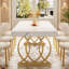 63-inch White Rectangle Dining Table With Gold Metal Base-123244359-123244358