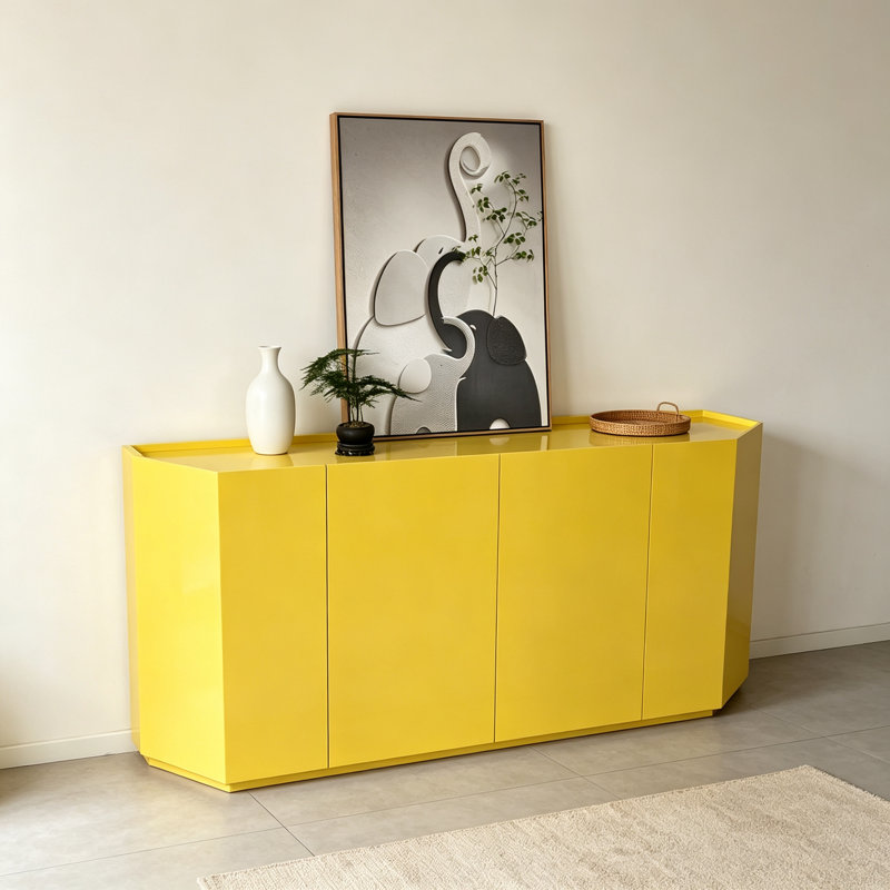 Buffet Modern, 35.4" H x 63" W x 15.75" D, Yellow