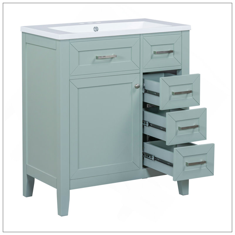 Ensemble de meuble-lavabo 30 po avec lavabo, armoire de salle de bain avec tiroirs, structure solide et panneau de fibres à densité moyenne