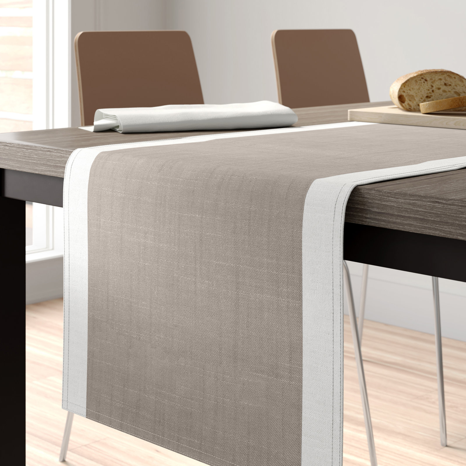 Crisanta No Pattern Table Runnner, Natural, 16" x 108"