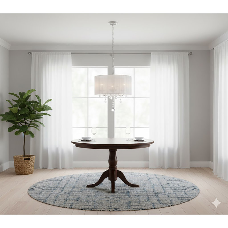 Transitional 3 Light Silk String Shade Chandelier