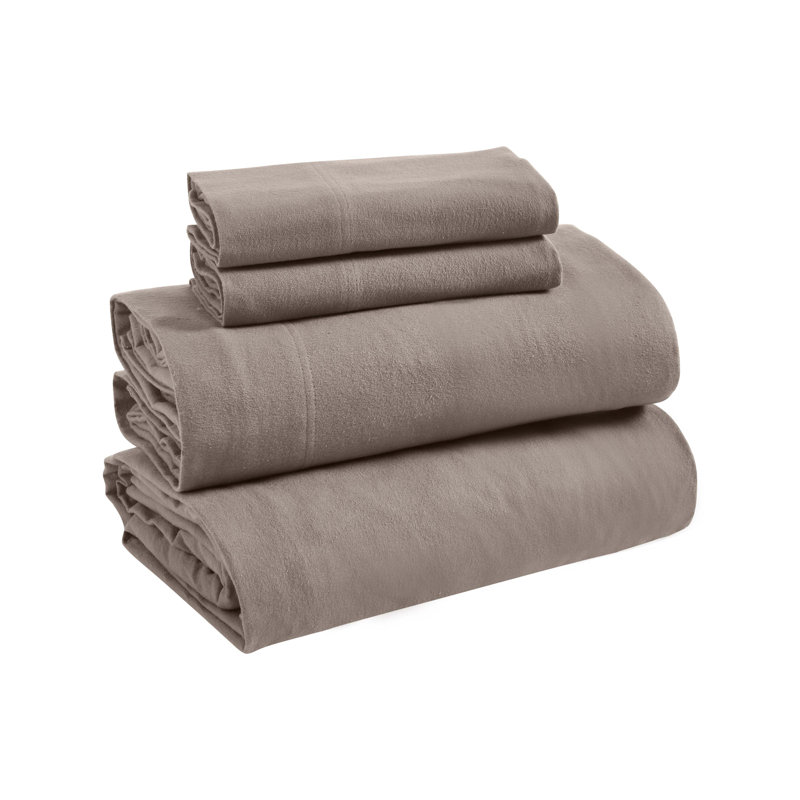 Ensemble de draps 100% flanelle Rome, Ensemble de draps pour très grand lit avec 2 taie, Gris