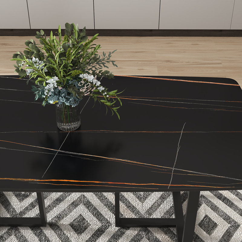 Table de salle à manger Evannie, Noir, Noir, H 29,53 po x L 70,87 po x l 35,43 po