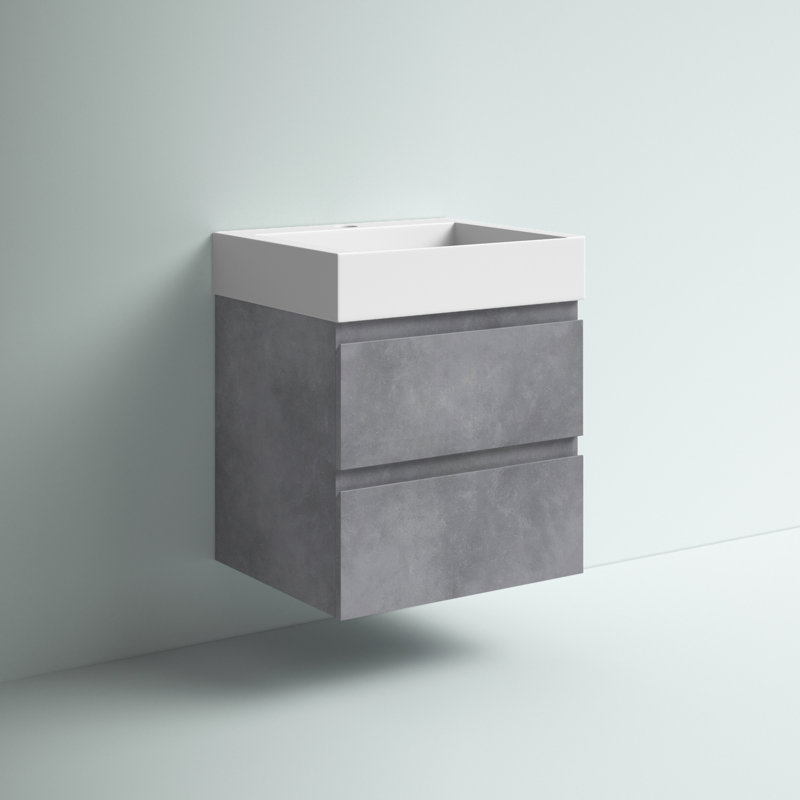 Babajide Bathroom Vanity with Acrylic Top, Cement Gray