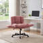 Chaise de bureau pivotante en chenille avec accoudoirs convertibles et coussin double pour bureau à domicile, crème-129963545