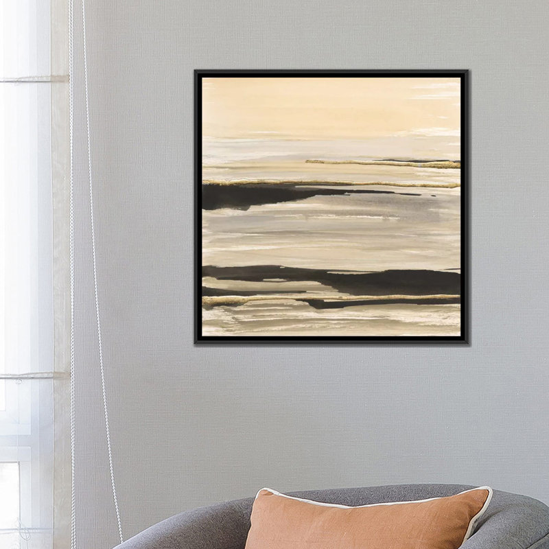 Gilded surf, reproduction d’art sur toile tendue, H 26 po x l 26 po x P 1,5 po, Toile encadrée noire, Pas de tapis