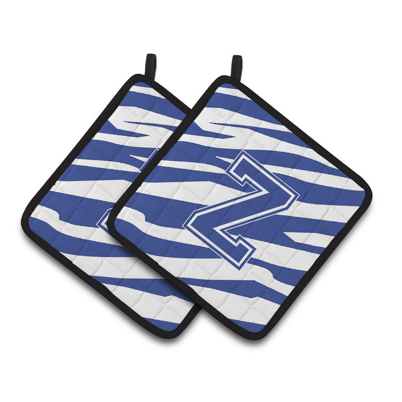 Tiger Stripe Potholder, Bleu blanc, Z