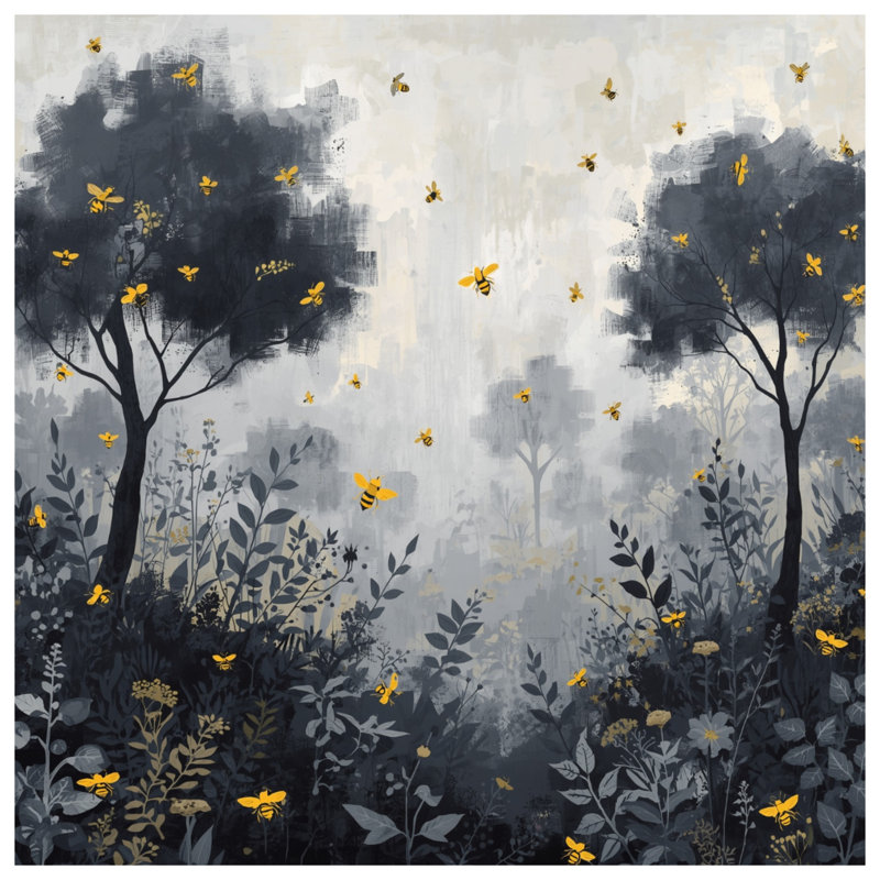 Gray Trees With Bees Blankets, 60in W x 80in H
