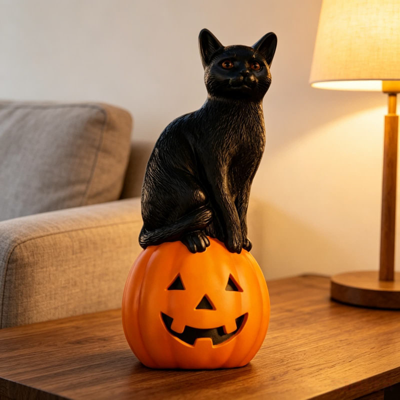 Figurine d'Halloween sur une citrouille
