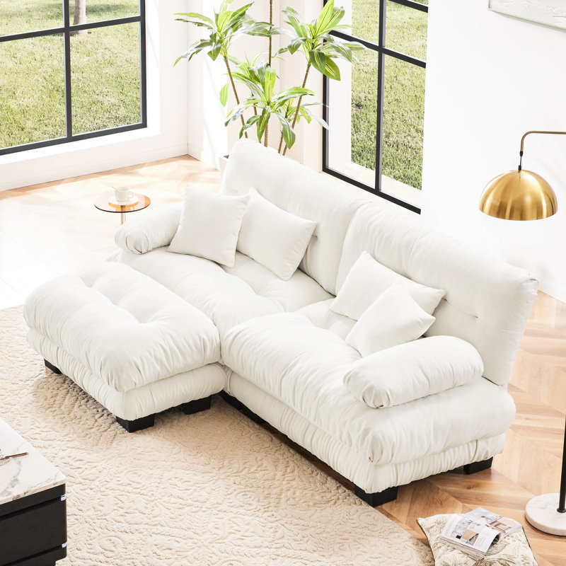 Canapé en chenille 2 places pour la décoration intérieure, 35.4" H x 94.4" W x 59.6" D, 2