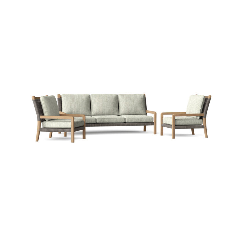 Hudson Outdoor 3 - Piece Conversation Set, Hudson Charcoal Lace, Perigold Caper Camel