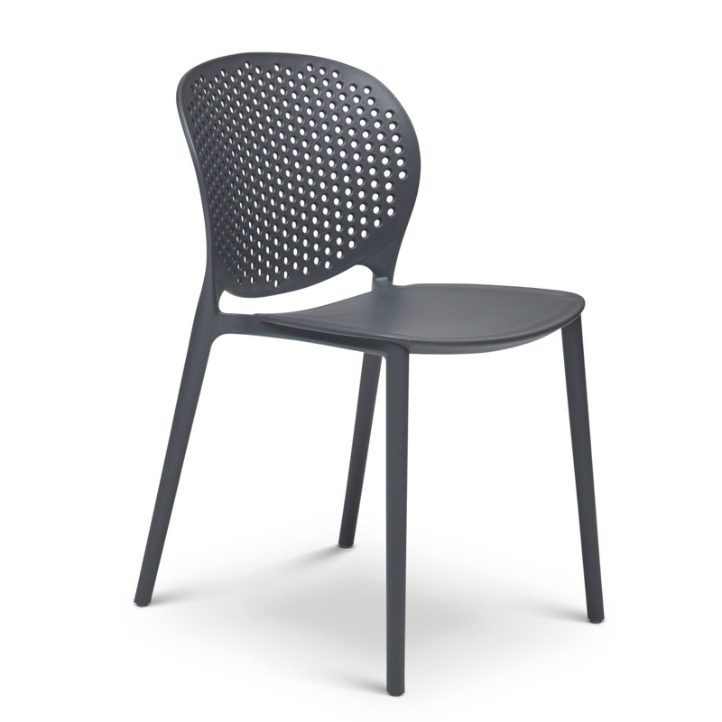 Chaise de salle à manger d'extérieur empilable, Noir gris