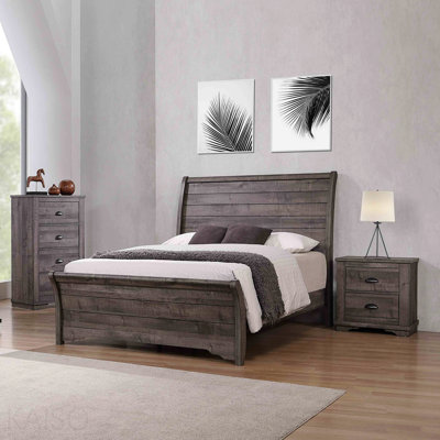 1pc Contemporary Four Drawers Chest Bed Side Cabinet Wooden Furniture Rustic Gray Color