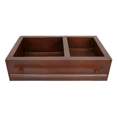 Bloomsbury Market 600 mm W Double Bowl Copper Farmhouse and Undermount Kitchen Sink