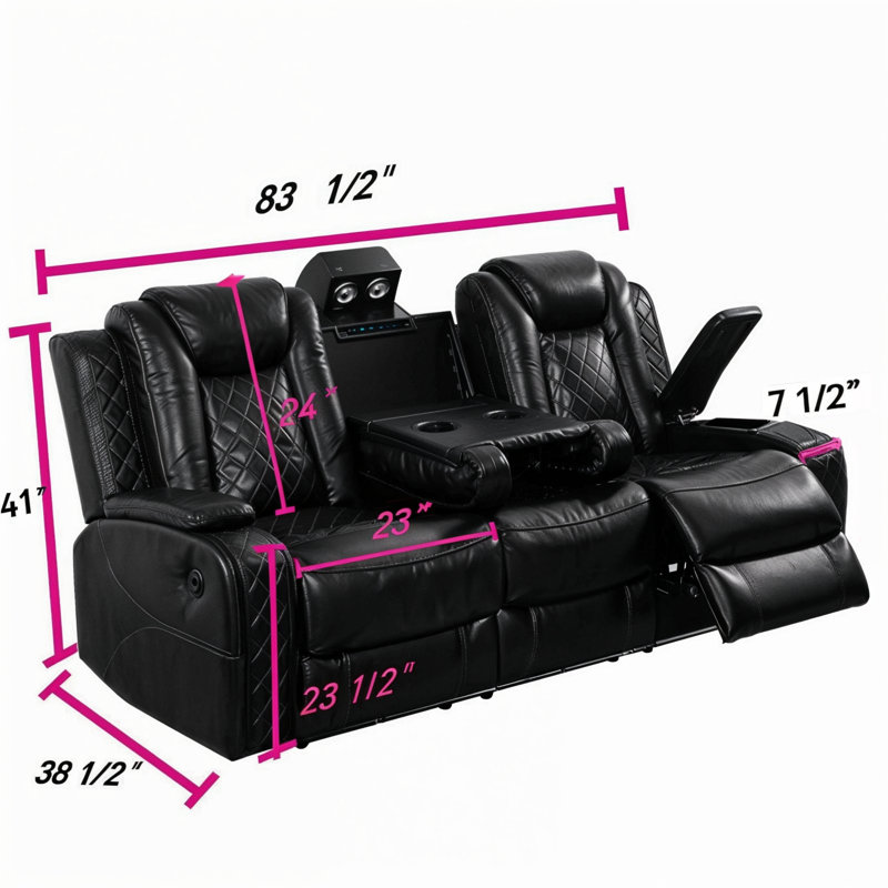 Canapé inclinable en cuir noir