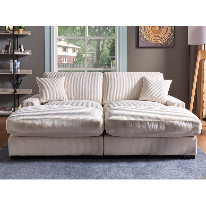 Canapé modulaire modulaire, canapé modulaire surdimensionné 4 places, tissu en velours côtelé avec 2 repose-pieds et 2 coussins, canapé modulaire modulaire
