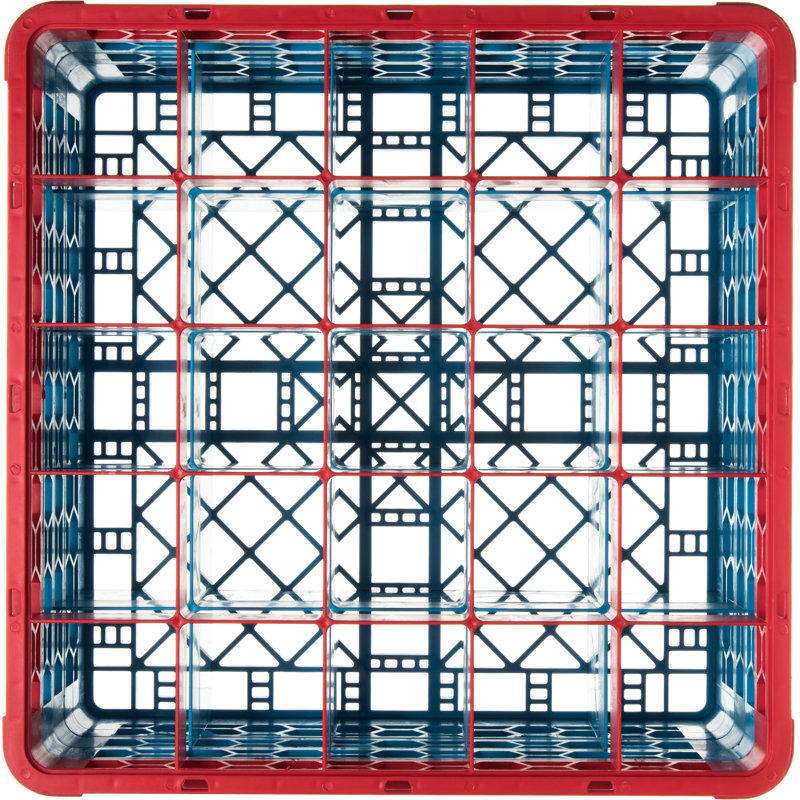 Support à 25 compartiments en verre avec 3 rallonges OptiClean ™, Rouge / Bleu