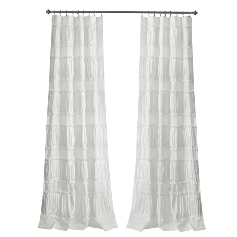 Paire de rideaux semi-transparents avec passe-tringle , L 42 po x L 84 po, Blanc