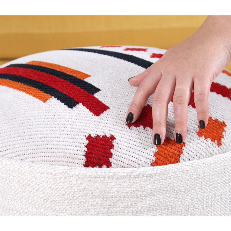 Paulden 46cm Wide Round Geometric Footstool Ottoman