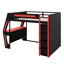 Structure de lit Gamer Loft avec bureau, système d'éclairage intelligent RVB, charge USB, tablettes de rangement et escalier de sécurité-105796517