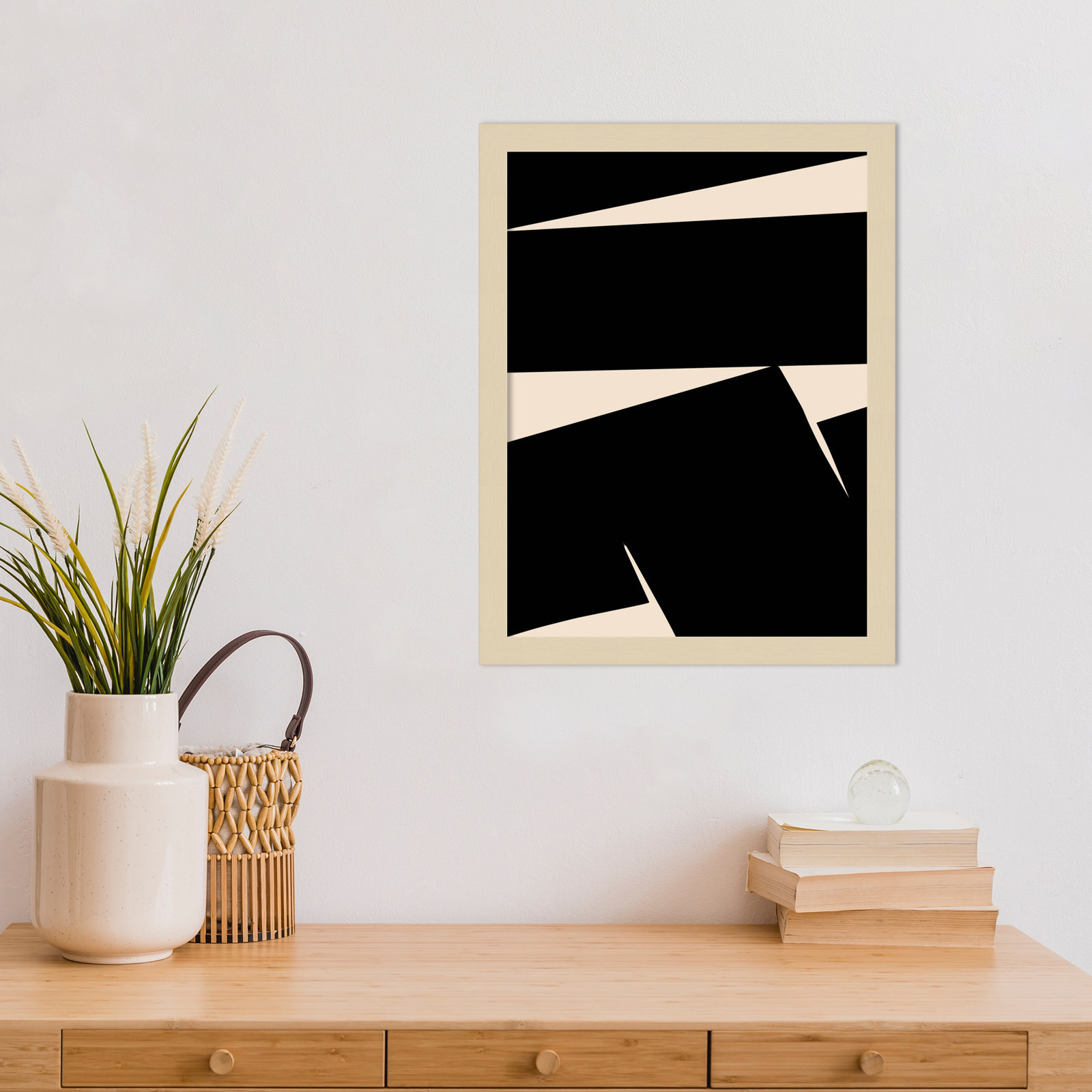 Black Plain Abstract Print by Little Dean, Brown, 17" H x 13" W