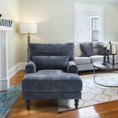 Chenille Upholstered Indoor Chaise Lounge, With Lumbar Support,Solid Wood Legs by Red Barrel Studio