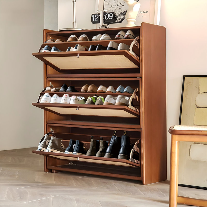 34.65" Caramel Solid wood Boxwood Shoe Storage