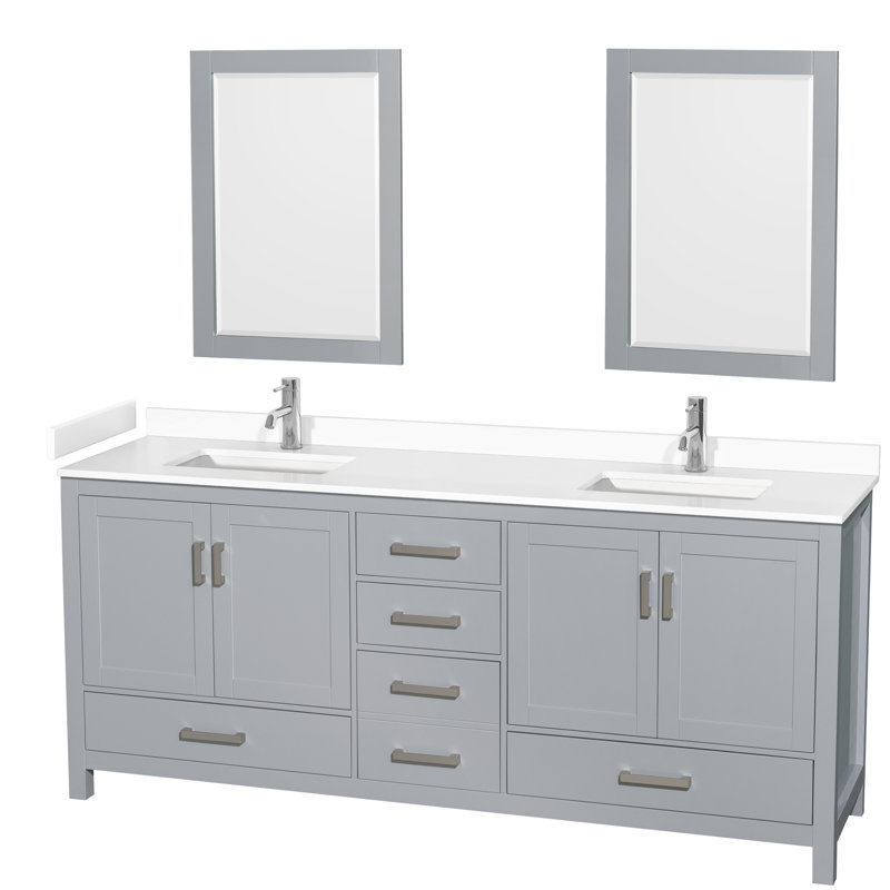 Sheffield 79" Double Bathroom Vanity Base Only, Gray