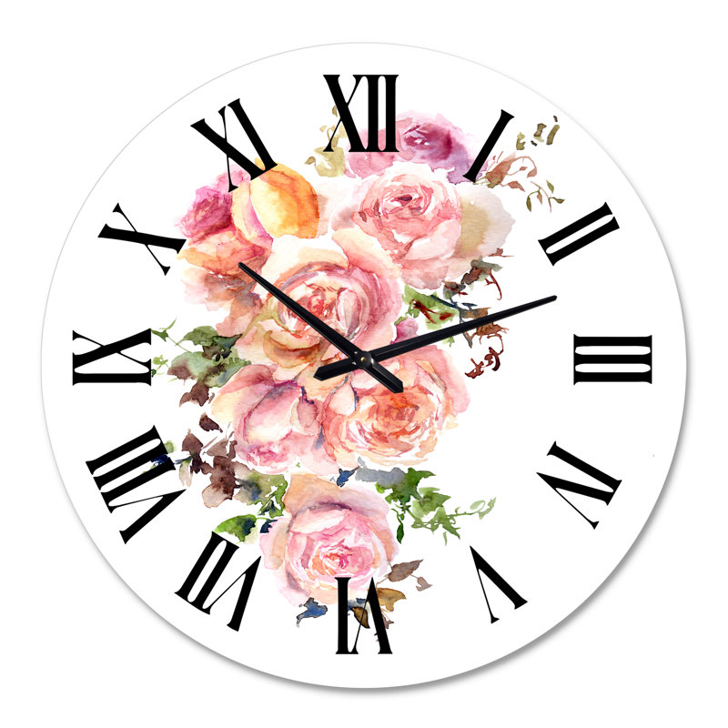 Roses, fleurs et horloge murale traditionnelle, Moyenne