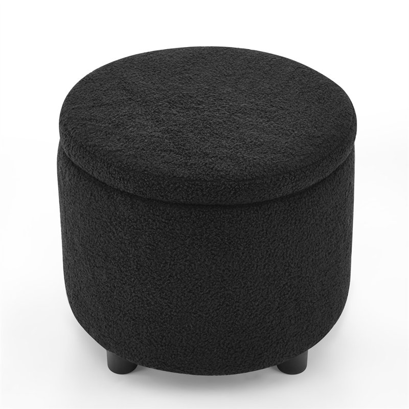 Repose-pieds de rangement rond de 33 po de largeur, Noir