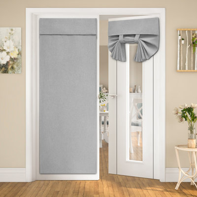  Blackout Linen French Door Curtains, Privacy Door Window Covering