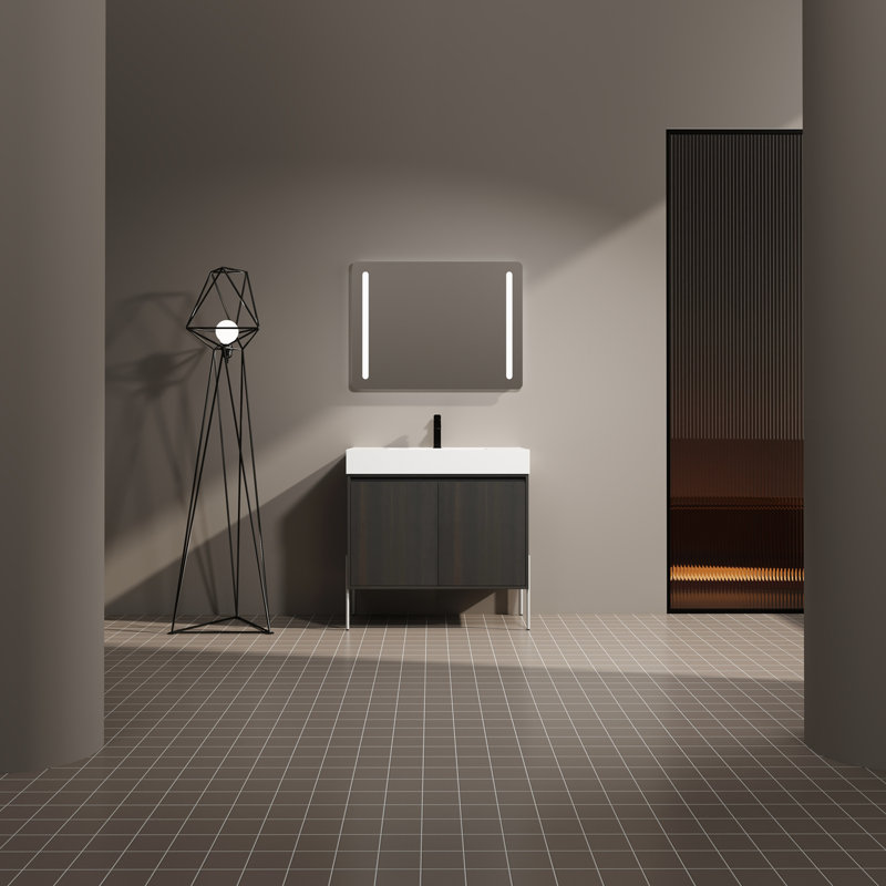Meuble-lavabo autoportant avec lavabo en résine
