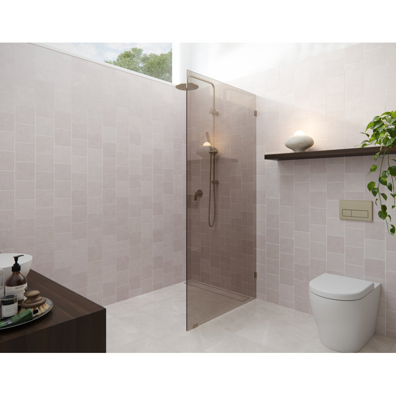 Ursa 30 in. x 78 in. Fully Frameless Bronze Tinted Single Fixed Shower Panel, Brushed Bronze