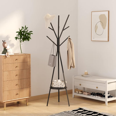 Pink Metal Coat Rack/Floor-Standing Display Rack/Clothing Storage Rack With 9 Hooks For Hanging Clothes, Hats, And Scarves. by 17 Stories