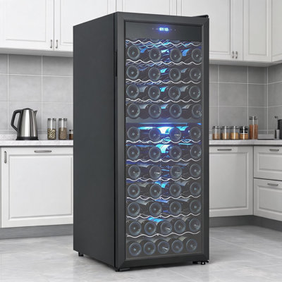 80 Bottle Dual Zone Wine Cooler, Freestanding Wine Fridge 41-64℉ with LED Touch Control, Glass Door Beverage Chiller for Red, White & Champagne