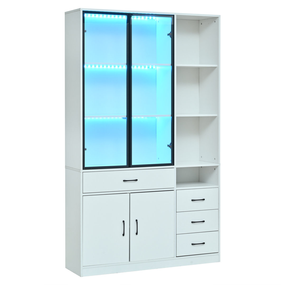 200 Cm Tall Storage Cabinet With Glass Doors