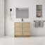 Meuble-lavabo sur pied 36 po avec lavabo en résine et 2 portes d'armoire à fermeture en douceur, contreplaqué-690530478