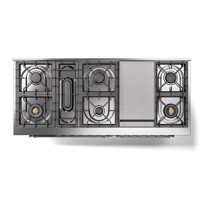 ILVE Nostalgie II 60 Dual Fuel Range, 9 Burners, Griddle, Emerald Green/Chrome, Natural Gas