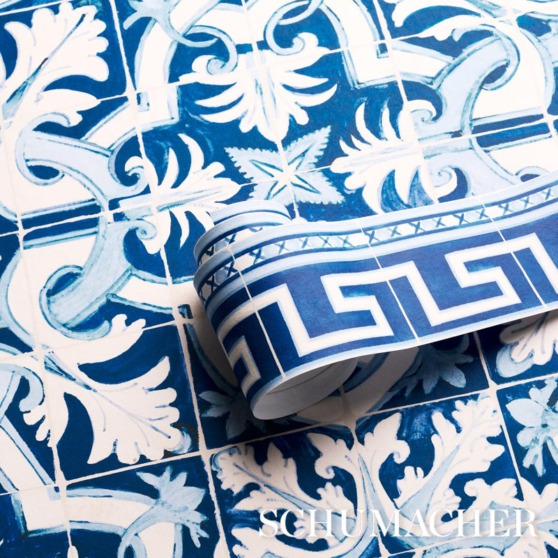 Schumacher x Mary McDonald Azulejos Wallpaper, Azure
