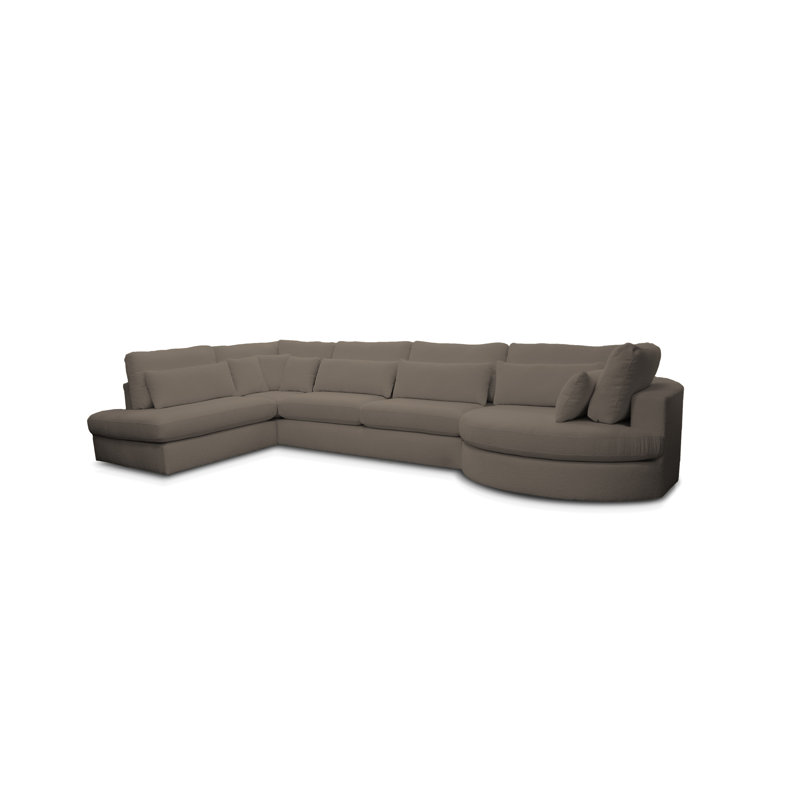 6 Seater Corner Sofa , Right Hand Facing, Brown
