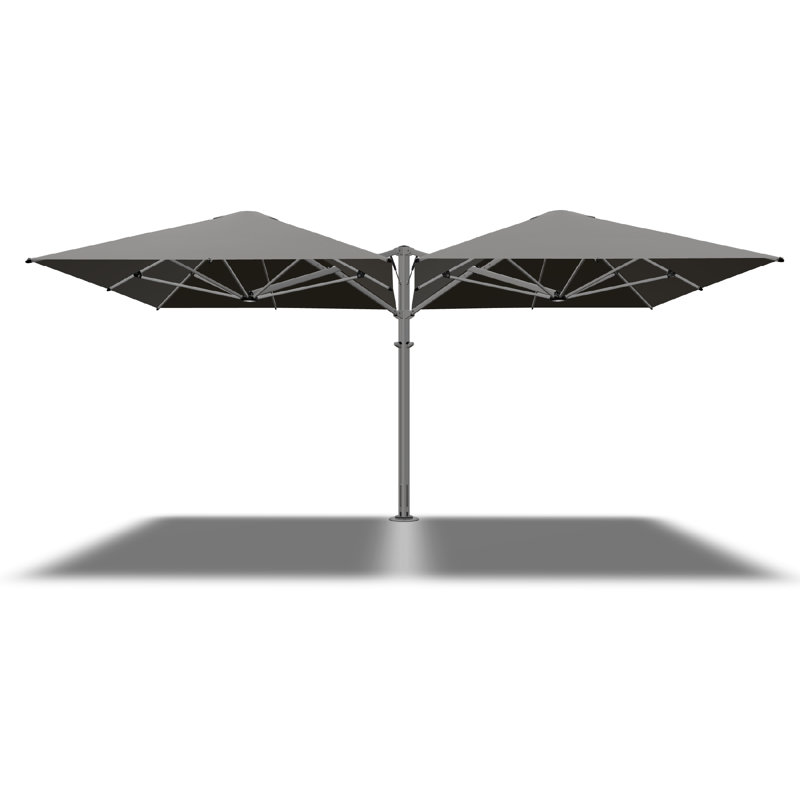 Shadowspec Unity™ Duo Square Umbrella, Charcoal Tweed, 8 ft, Free-Standing Base