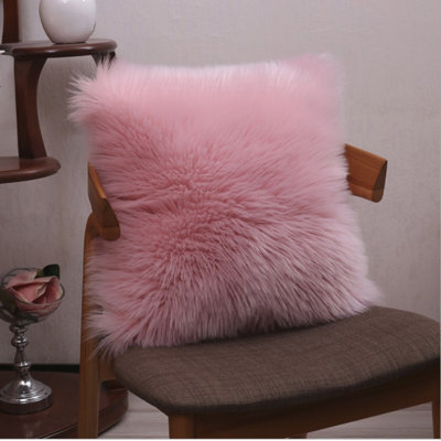 (Cover Only) Pack of 1 Furry&Faux Solid Colors Throw Pillow Cover 18"x18"