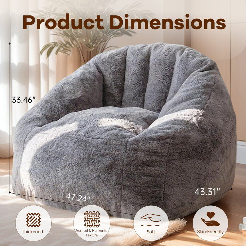 Fauteuil à billes, Tissu gris pâle