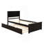 Lit plateforme avec lit gigogne simple, cadre simple, espresso
